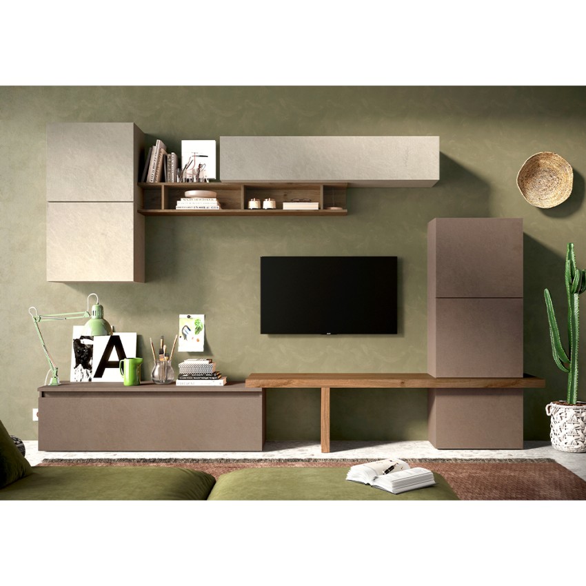 Grau-weißes, modernes TV-Hängeelement aus Holz Infinity 19 Aktion Grau-weißes, modernes TV-Hängeelement aus Holz Infinity 19 Aktion