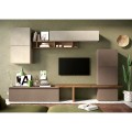 Grau-weißes, modernes TV-Hängeelement aus Holz Infinity 19 Aktion