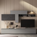 Moderne Design Wohnzimmerwand grau schwarz Regal Infinity 23 Aktion