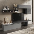 Graue moderne Wohnwand mit schwebenden Möbeln Regal Infinity 25 Aktion