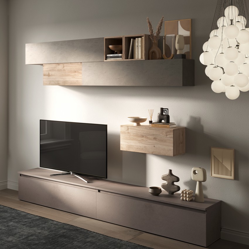 Moderne Wohnwand TV-Schrank Hängemöbel Holz Infinity 42 Aktion Moderne Wohnwand TV-Schrank Hängemöbel Holz Infinity 42 Aktion