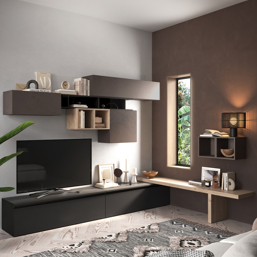Wohnwand Schwarz Minimal Holz Infinity 45 Aktion Wohnwand Schwarz Minimal Holz Infinity 45 Aktion