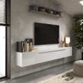 Moderne weiße Hänge-Wohnwand mit TV-Möbel und Regal Infinity 48 Aktion