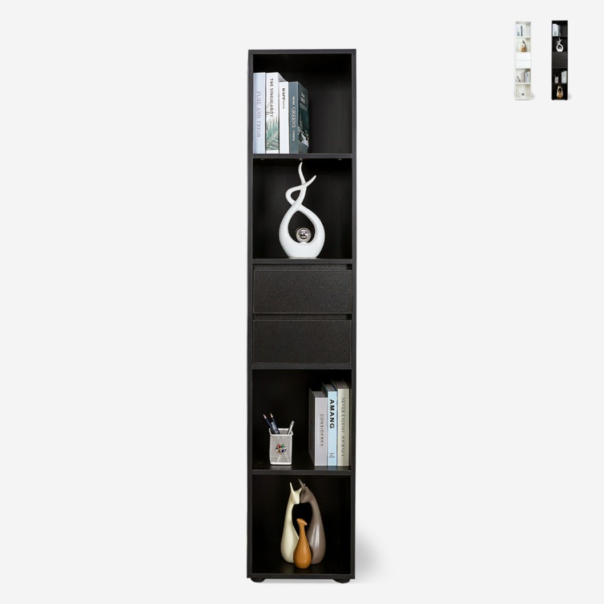 Hohes Wohnzimmer-Büro-Bücherregal 2 Schubladen 4 Fachböden 36x30x171cm Reiff Aktion Hohes Wohnzimmer-Büro-Bücherregal 2 Schubladen 4 Fachböden 36x30x171cm Reiff Aktion