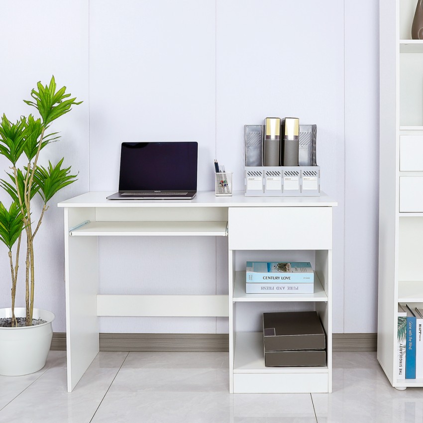 Weisser platzsparender Schreibtisch Bürozimmer Schublade Schiebeplatte Elphin Aktion Weisser platzsparender Schreibtisch Bürozimmer Schublade Schiebeplatte Elphin Aktion