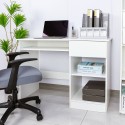 Weisser platzsparender Schreibtisch Bürozimmer Schublade Schiebeplatte Elphin Angebot