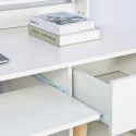 Weisser platzsparender Bürotisch obere Schublade Schiebeplatte Drums Light Sales