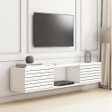 Wandmontierter TV-Ständer Minimal Modern Style Holz Weiß Schwarz Elano 