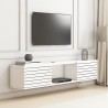 Wandmontierter TV-Ständer Minimal Modern Style Holz Weiß Schwarz Elano 