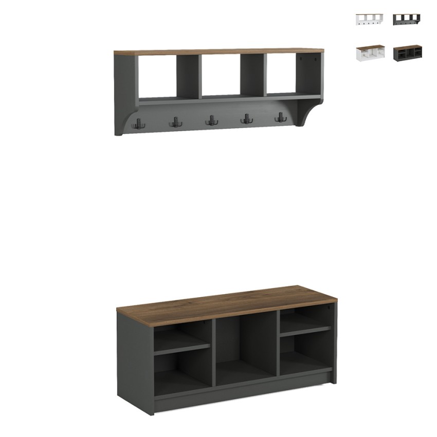 Eingangsmöbel-Set Bank Wandgarderobe Holz Parson Verkauf