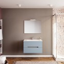 Wandbadezimmerschrank mit Schubladen Waschbecken 80cm Spiegel LED-Licht Iris 80 Angebot