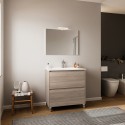 Moderner bodenstehender Badezimmerschrank mit Füßen Waschtisch 80cm Spiegel Lisbona 80 Rabatte