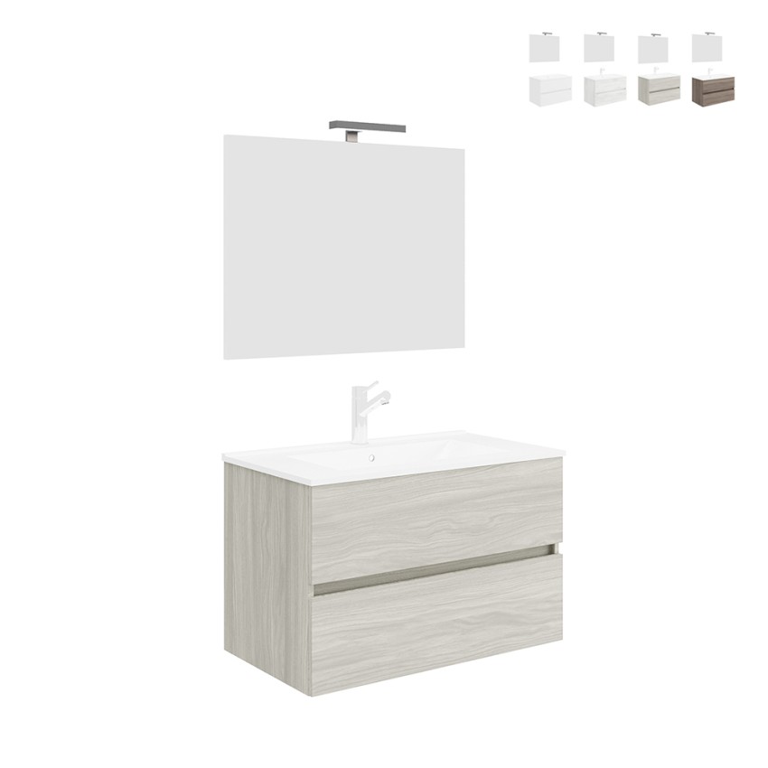Moderner wandmontierter Badspiegelschrank 80 cm Waschbecken 2 Schubladen Easy 80 Aktion Moderner wandmontierter Badspiegelschrank 80 cm Waschbecken 2 Schubladen Easy 80 Aktion