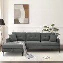 3-Sitzer-Ecksofa mit Stauraum-Halbinsel in grauem Stoff Tangeri Maße