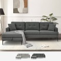 3-Sitzer-Ecksofa mit Stauraum-Halbinsel in grauem Stoff Tangeri Aktion