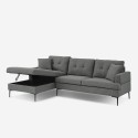3-Sitzer-Ecksofa mit Stauraum-Halbinsel in grauem Stoff Tangeri Lagerbestand