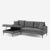 3-Sitzer-Ecksofa mit Stauraum-Halbinsel in grauem Stoff Tangeri Lagerbestand