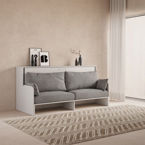 Bettenmuschel weißes Platzspar-Schlafsofa mit Matratze Kando Sofà MBF Aktion