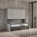 Graues Schlafsofa Hochbett klappbar mit Matratzen Kando Sofà 2MCM Lagerbestand