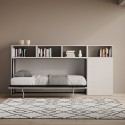 Einzelnes Klappbett mit Matratze und Schrankregal, Weiß - Kando A Sales