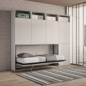 Horizontales Klappbett Einzelbett mit Matratze Schrank Bücherregal Kando B Aktion