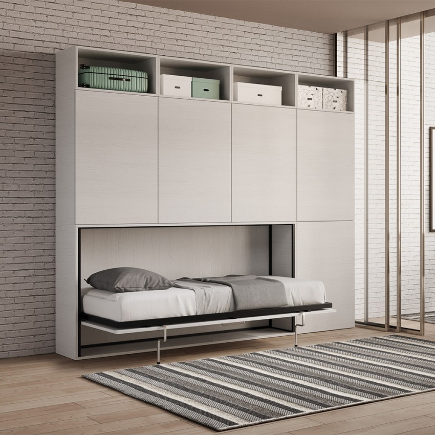 Horizontales Klappbett Einzelbett mit Matratze Schrank Bücherregal Kando B Aktion Horizontales Klappbett Einzelbett mit Matratze Schrank Bücherregal Kando B Aktion