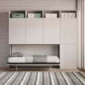 Horizontales Klappbett Einzelbett mit Matratze Schrank Bücherregal Kando B Sales