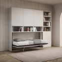 Weißes Klappbett für Einzelmatratze, platzsparend, horizontal, Kando E Aktion