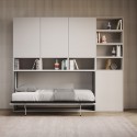 Weißes Klappbett für Einzelmatratze, platzsparend, horizontal, Kando E Sales