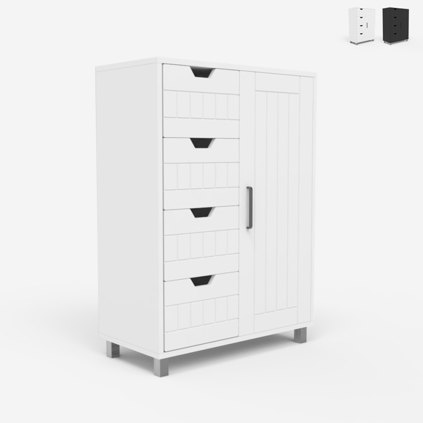 Kommode mit 4 Schubladen und 2 Regalen für das Badezimmer oder Schlafzimmer Rendel Aktion Kommode mit 4 Schubladen und 2 Regalen für das Badezimmer oder Schlafzimmer Rendel Aktion
