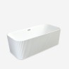Freistehende rechteckige Badewanne aus weißem, gerilltem Acryl 170x75cm Lemno Angebot