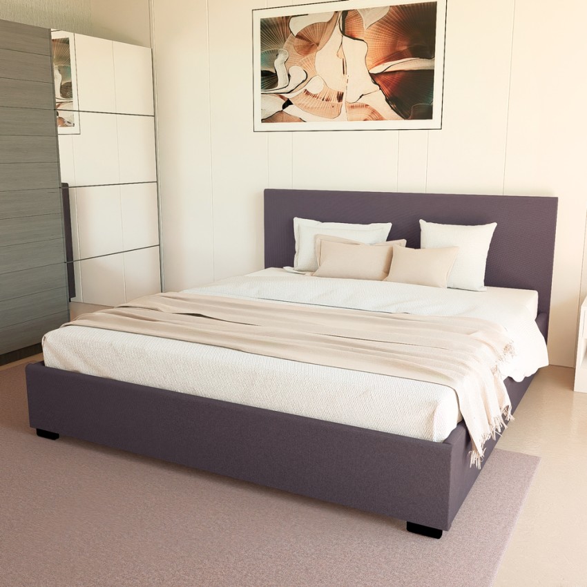 King Komplett Doppelbett mit Bettkasten Stoff Holz Bettrost 160x190 cm Basel Aktion King Komplett Doppelbett mit Bettkasten Stoff Holz Bettrost 160x190 cm Basel Aktion