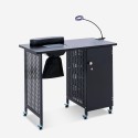 Manikürtisch für Kosmetikerin mit Absaugvorrichtung Räder Lampe weiß schwarz Klea Katalog