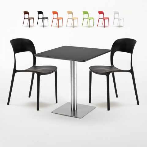 Schwarz Tisch Quadratisch 70x70 cm Bunte Stühle Restaurant Rum Raisin Aktion