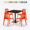 Couchtisch-Set aus Holz und Metall Horeca 90x90cm 4 stapelbare Designer-Stühle Dustin Aktion