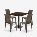 Holz-Couchtisch-Set 90x90cm Horeca 4 stapelbare Poly-Rattan-Stühle Barrett Maße
