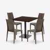 Holz-Couchtisch-Set 90x90cm Horeca 4 stapelbare Poly-Rattan-Stühle Barrett Maße