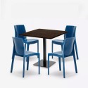 Holz Metall Couchtisch Set Horeca 90x90cm 4 stapelbare Stühle Bar Restaurant Yanez 