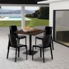Holz Metall Couchtisch Set Horeca 90x90cm 4 stapelbare Stühle Bar Restaurant Yanez 