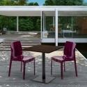 Quadratisch Tisch Holzeffekt 70x70 cm mit Bunten Stühlen Ice Melon 