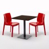Quadratisch Tisch Holzeffekt 70x70 cm mit Bunten Stühlen Ice Melon 