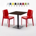 Quadratisch Tisch Holzeffekt 70x70 cm mit Bunten Stühlen Ice Melon Eigenschaften