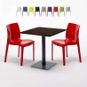 Quadratisch Tisch Holzeffekt 70x70 cm mit Bunten Stühlen Ice Melon Eigenschaften