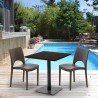 Quadratisch Tisch Holzeffekt 70x70 cm mit 2 Bunten Stühlen Paris Melon 