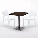 Quadratisch Tisch Holzeffekt 70x70 cm mit 2 Bunten Stühlen Paris Melon 
