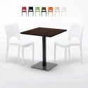 Quadratisch Tisch Holzeffekt 70x70 cm mit 2 Bunten Stühlen Paris Melon Rabatte