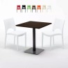 Quadratisch Tisch Holzeffekt 70x70 cm mit 2 Bunten Stühlen Paris Melon Rabatte