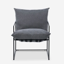 Modernes Design Sessel in minimalistischen Stil Stoff Metall schwarz Alaska 