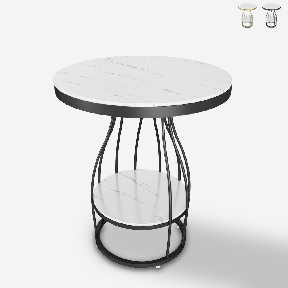 Runder Couchtisch 50x63cm goldschwarzes Metall und Marmor Neep XL Aktion Runder Couchtisch 50x63cm goldschwarzes Metall und Marmor Neep XL Aktion