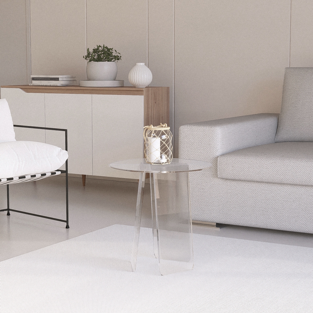 Transparenter runder Couchtisch 45cm modernes Design Bridget Aktion Transparenter runder Couchtisch 45cm modernes Design Bridget Aktion